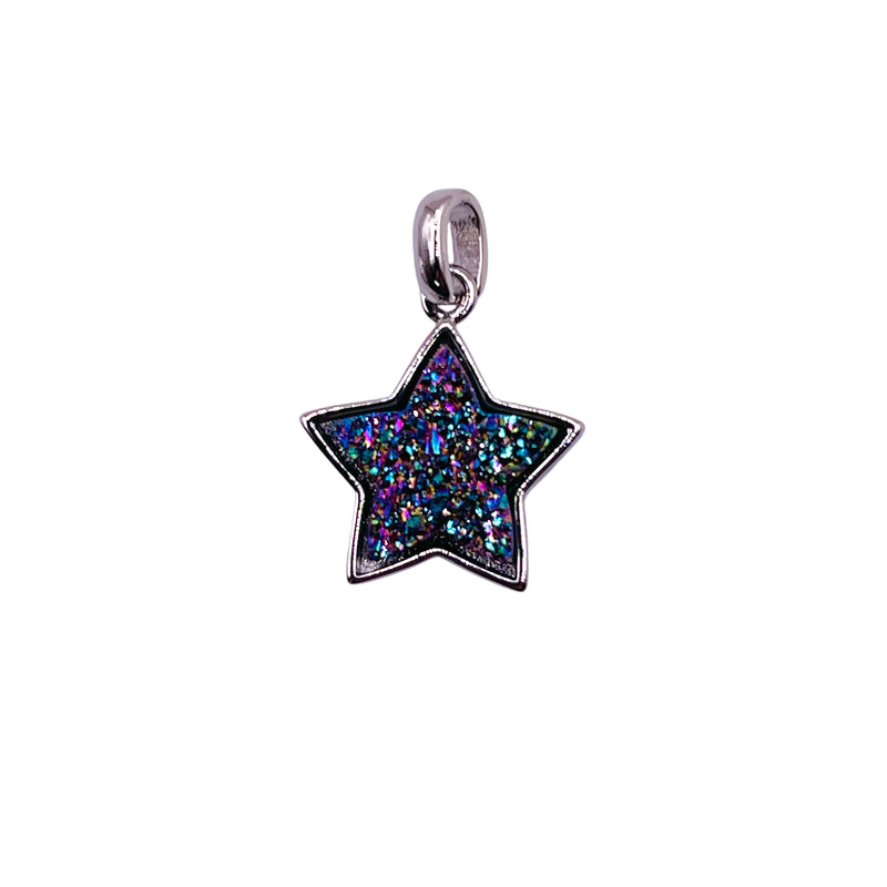 16mm Star Druzy Pendant Purple Light