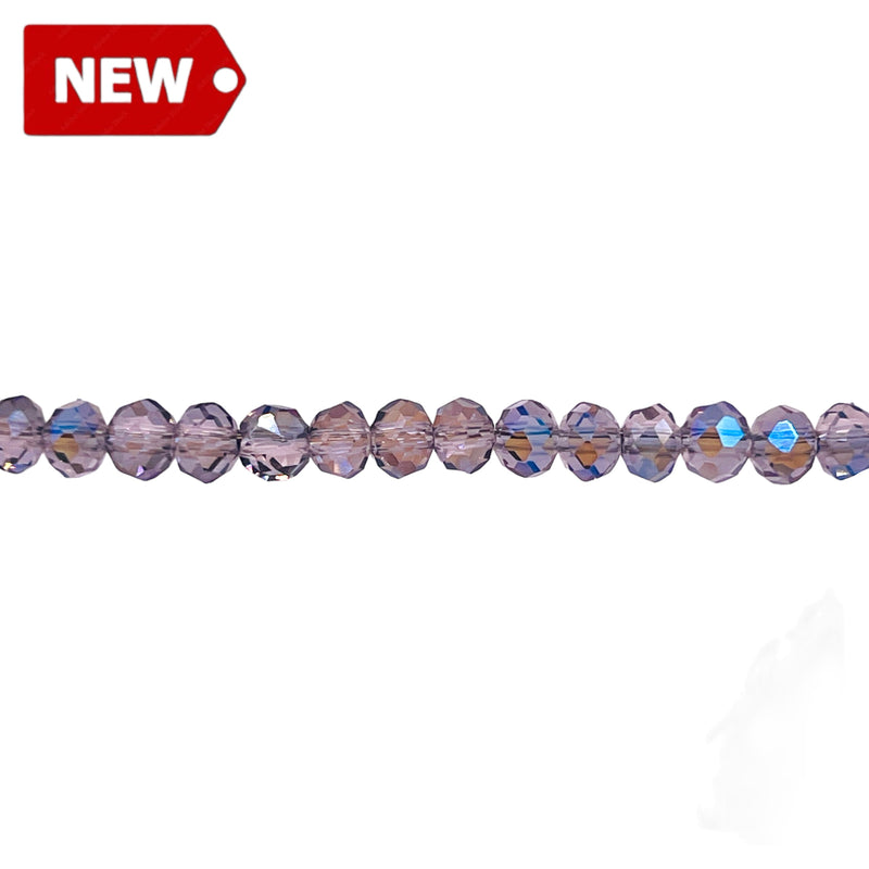 4mm Thunder Polish Glass Crystal Roundel Cut Rosaline MB
