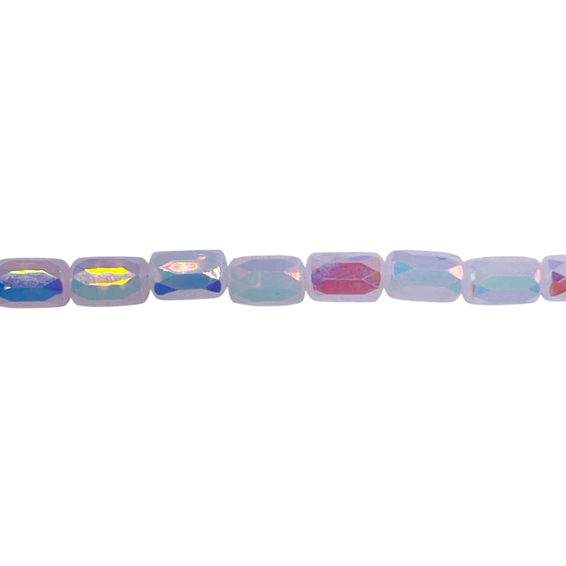 6x4mm Cylinder Glass Crystal White Jade Super AB