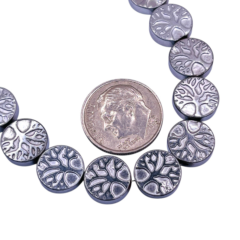 10mm Coin Hematite Rhodium