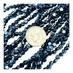 4mm Hexagon Glass Crystal Gunmetal