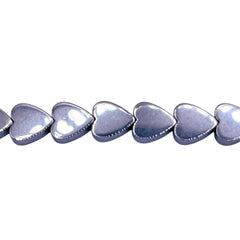 8mm Heart Hematite Rhodium