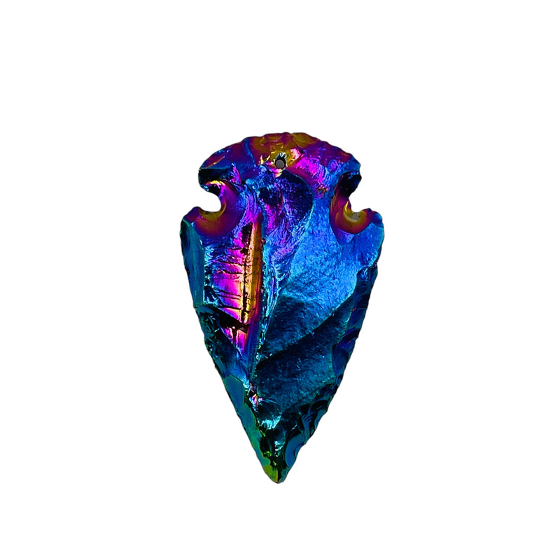 40mm Handcrafted Obsidian Arrow Pendant Magic Purple