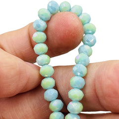 6mm Thunder Polish Glass Crystal Roundel Cut Gold Blue Jade