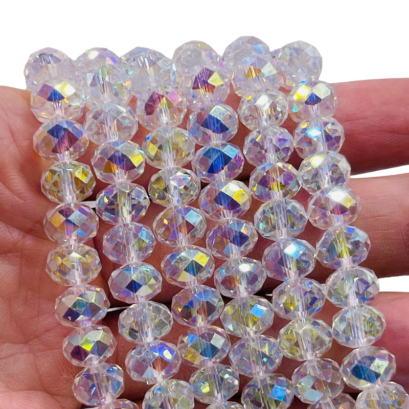 10mm Roundel Cut Glass Crystal Super AB