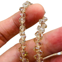 6mm Thunder Polish Glass Crystal Bicone Top Drilled Silver Champagne