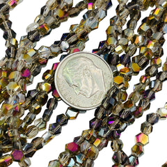 4mm Hexagon Glass Crystal Black Diamond MP