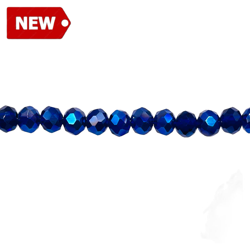6mm Thunder Polish Glass Crystal Roundel Cut Dk. Sapphire BL