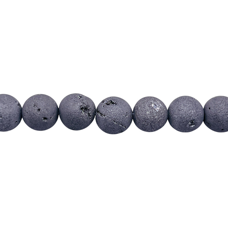 8mm Druzy Round Silver