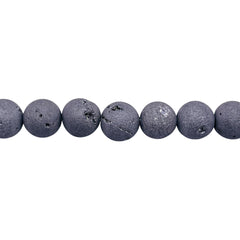 8mm Druzy Round Silver