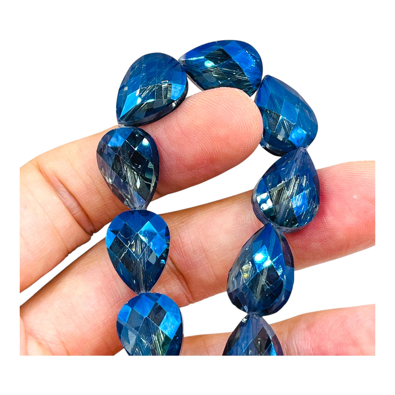 18x13mm Flat Tear Drop Glass Crystal Magic Blue
