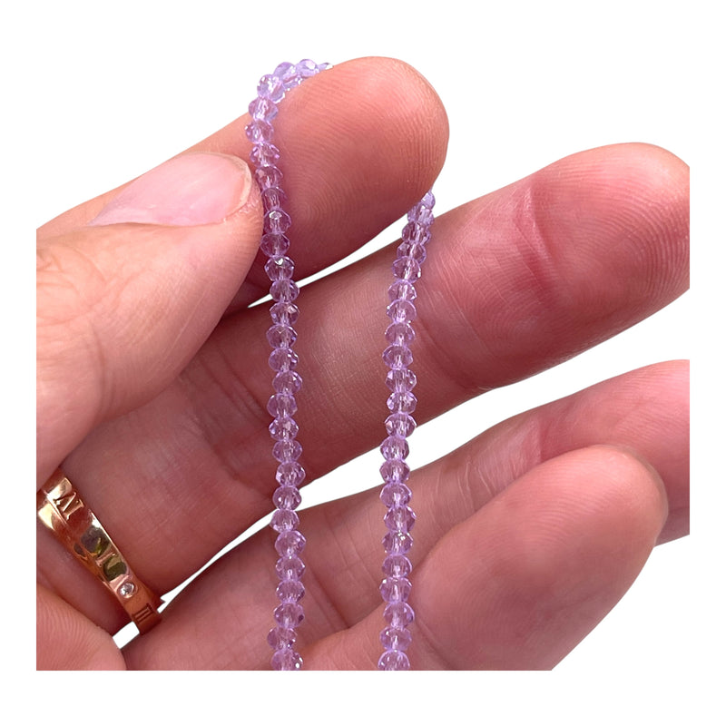 3mm Thunder Polish Glass Crystal Roundel Cut Lt. Purple