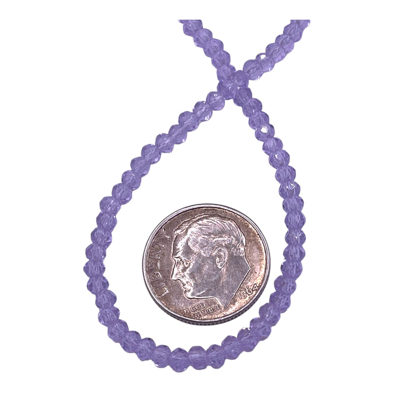 3mm Thunder Polish Glass Crystal Roundel Cut Lt. Purple