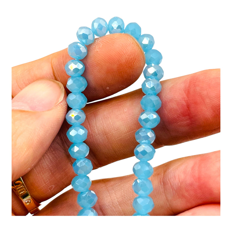6mm Thunder Polish Glass Crystal Roundel Cut Blue Jade AB