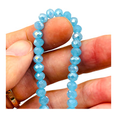 6mm Thunder Polish Glass Crystal Roundel Cut Blue Jade AB