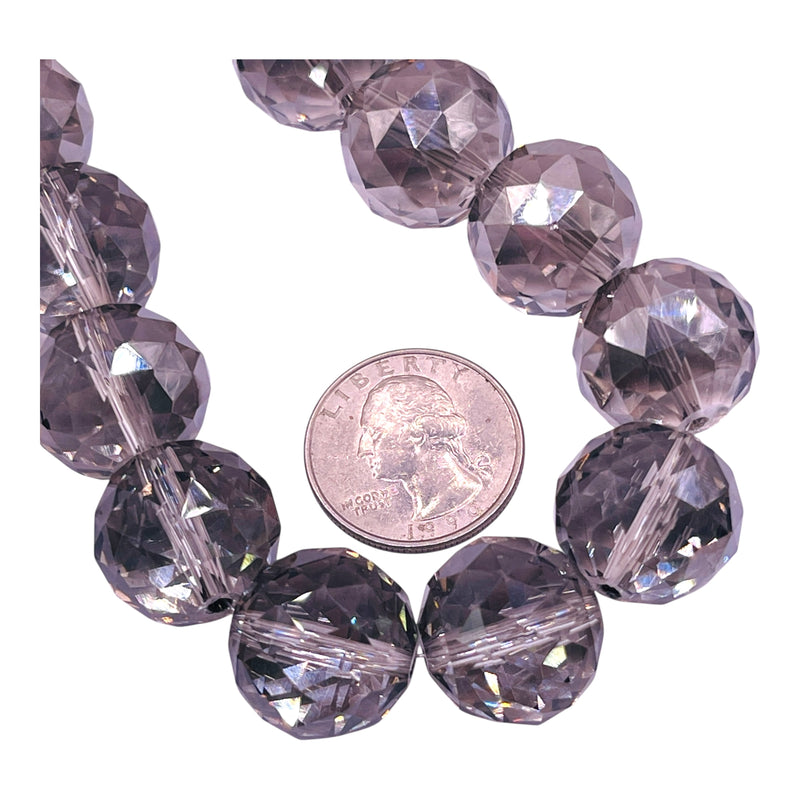 20mm Round Cut Glass Crystal Silver Gray