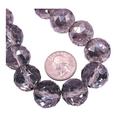 20mm Round Cut Glass Crystal Silver Gray