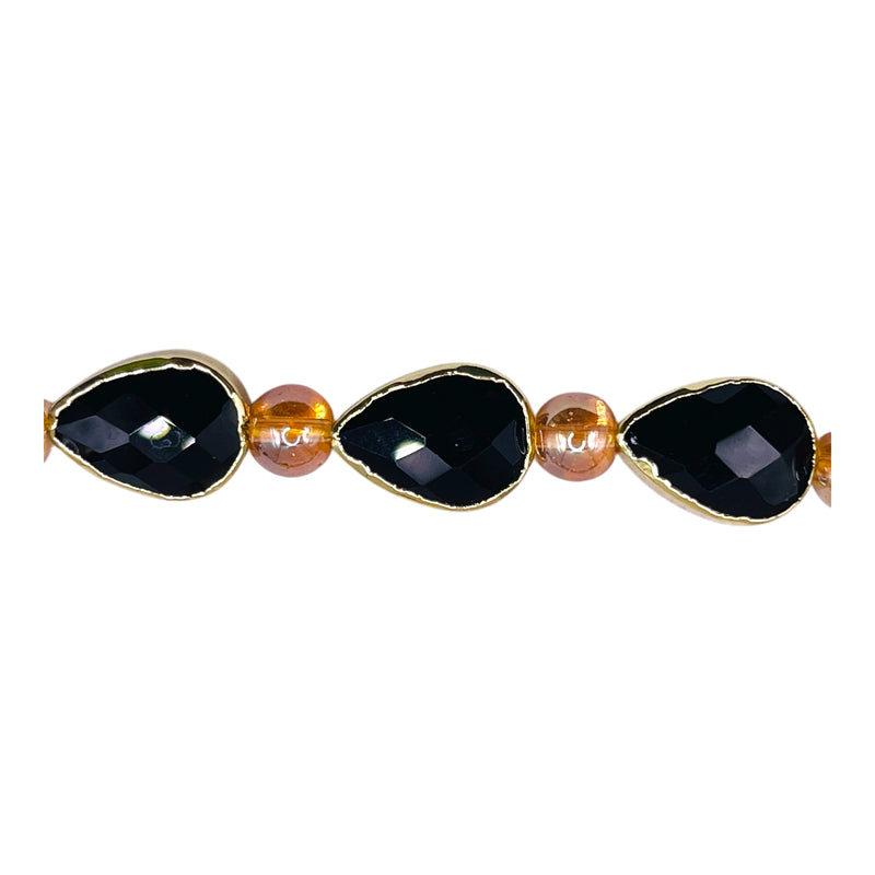 14x10mm Tear Drop Gold Edge Jet
