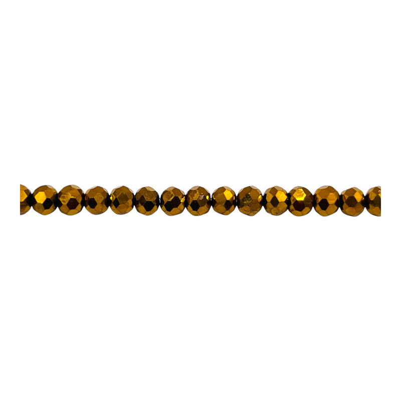 4mm Thunder Polish Glass Crystal Roundel Cut Gold