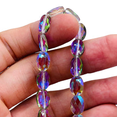 10x8mm Oval Glass Crystal Magic Purple