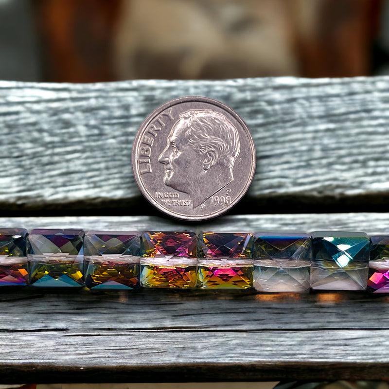 8mm Square Glass Crystal Violet Dream