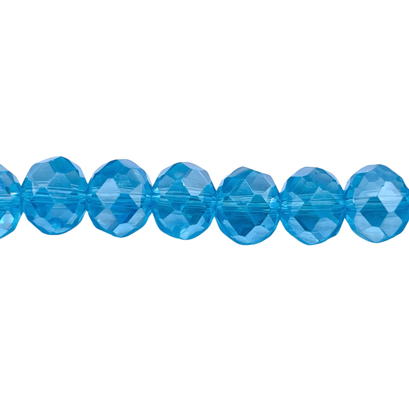 10mm Thunder Polish Glass Crystal Roundel Cut Med. Aquamarine AB