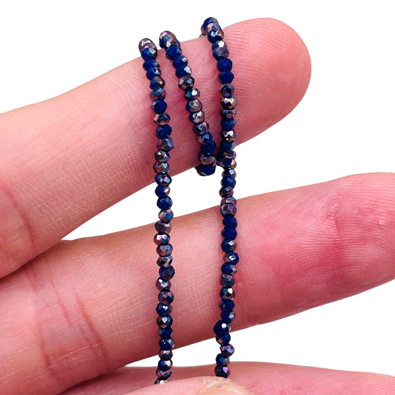 2mm Thunder Polish Glass Crystal Roundel Cut Dark Sapphire RB