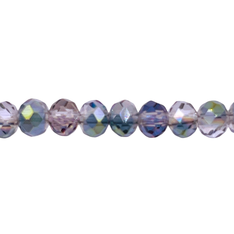 8mm Thunder Polish Glass Crystal Roundel Cut Violet Dream