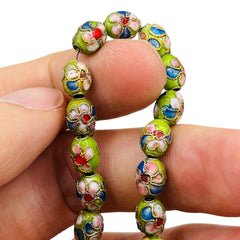 8x6mm Oval Cloisonne Green