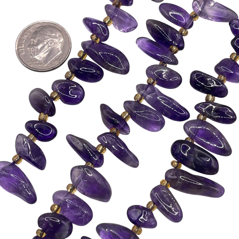 9-13mm Chips Amethyst side drilled