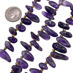 9-13mm Chips Amethyst side drilled