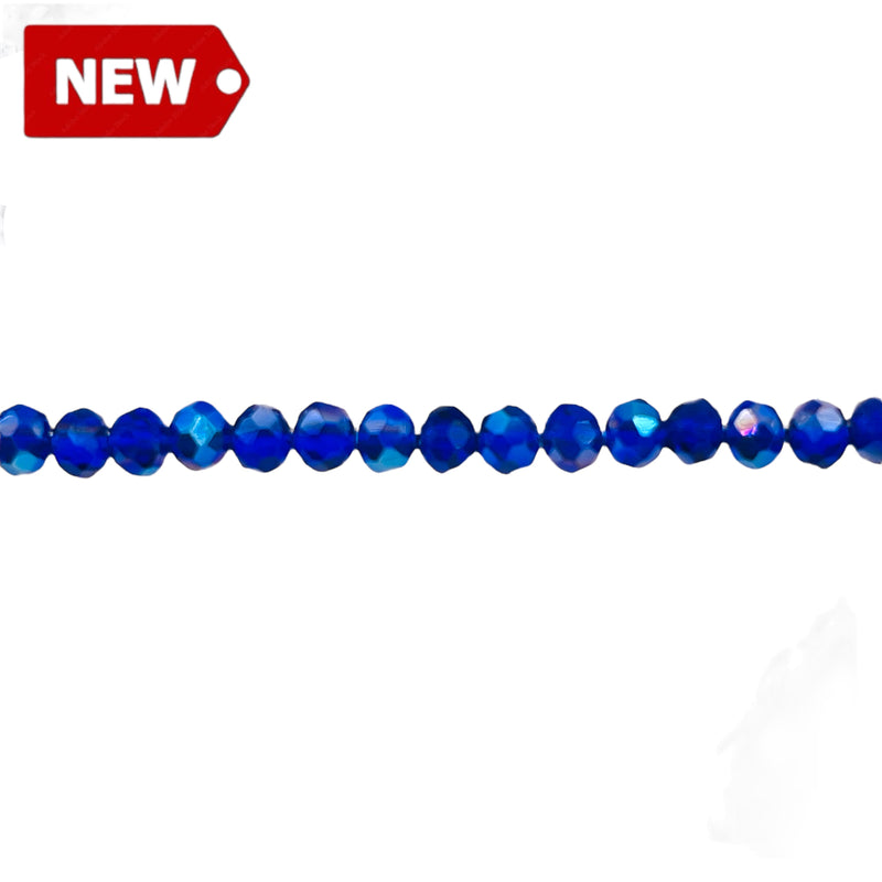 4mm Thunder Polish Glass Crystal Roundel Cut Dk. Sapphire BL