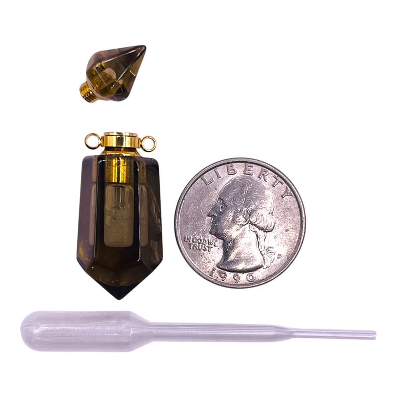 42x15mm Perfume Holder Smoky Quartz Pendant