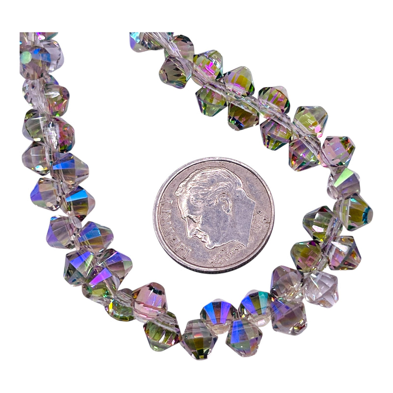 6mm Thunder Polish Glass Crystal Bicone Top Drilled Magic Purple