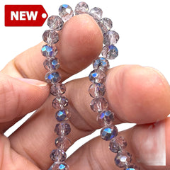6mm Thunder Polish Glass Crystal Roundel Cut Rosaline MB