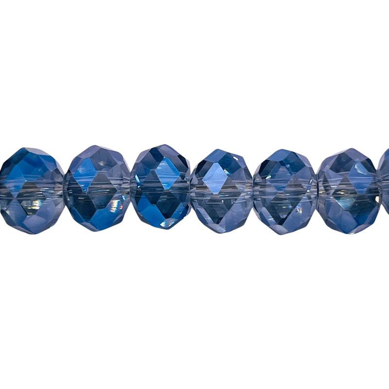 12mm Roundel Cut Glass Crystal Magic Blue