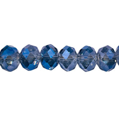 12mm Roundel Cut Glass Crystal Magic Blue