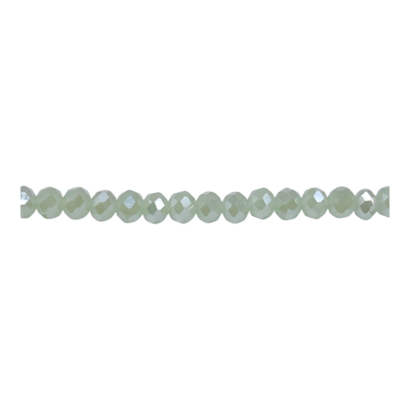 4mm Thunder Polish Glass Crystal Roundel Cut Green Jade AB