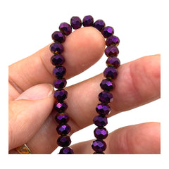 6mm Thunder Polish Glass Crystal Roundel Cut Purple Light