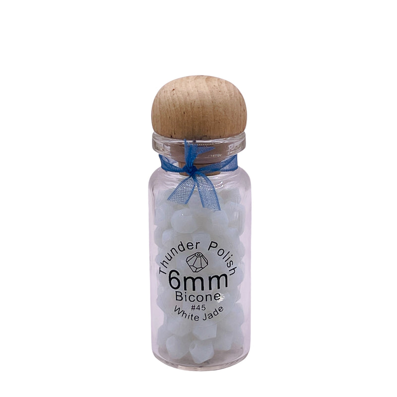 6mm Thunder Polish Glass Crystal Bicone White Jade