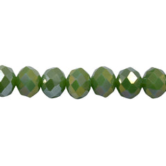 10mm Thunder Polish Glass Crystal Roundel Cut Olive Green Jade AB