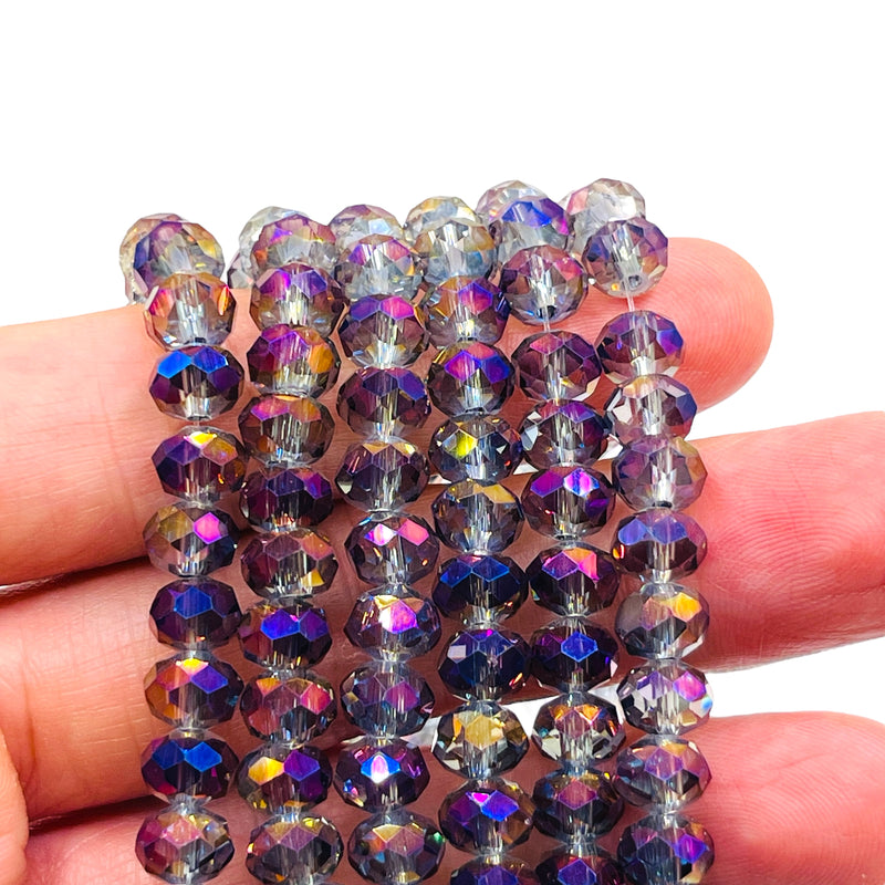 8mm Thunder Polish Glass Crystal Roundel Cut Magic Purple