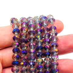 8mm Thunder Polish Glass Crystal Roundel Cut Magic Purple