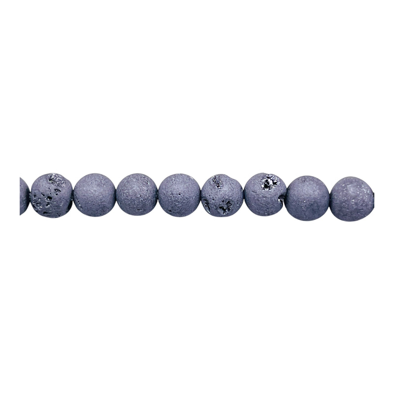 6mm Druzy Round Silver