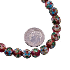 8mm Round Cloisonne Pink