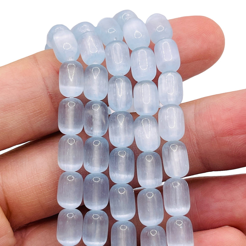 9x6mm Cylinder Super Cat Eye (Gypsum) Blue