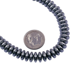 8mm Round Disc Hematite Rhodium