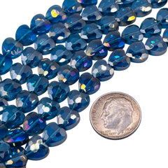 8mm Heart Glass Crystal Blue Zircon
