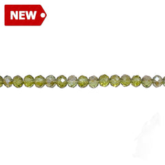 4mm Thunder Polish Glass Crystal Roundel Cut Lt. Olivine GA