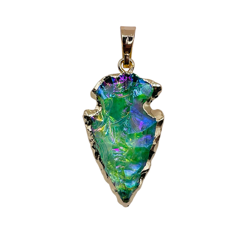 28mm Handcrafted Clear Quartz Pendant Green